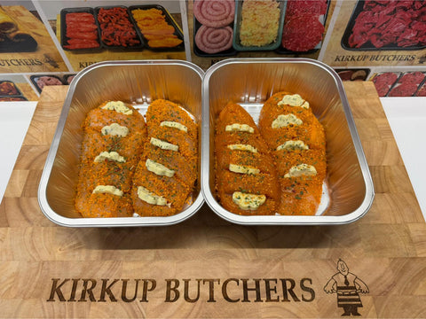 Open top chicken kievs (per tray)